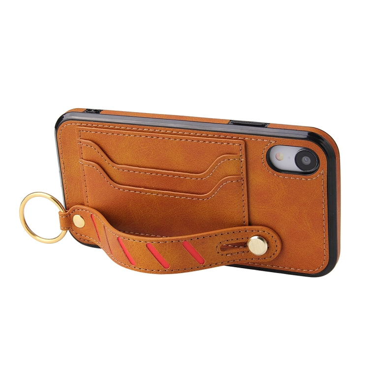 For iPhone XR Wristband Wallet Leather Phone Case