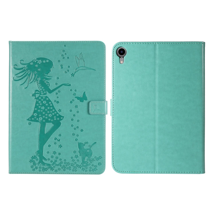 Pressed Printing Woman and Cat Pattern Horizontal Flip Leather Tablet Case For iPad mini 6