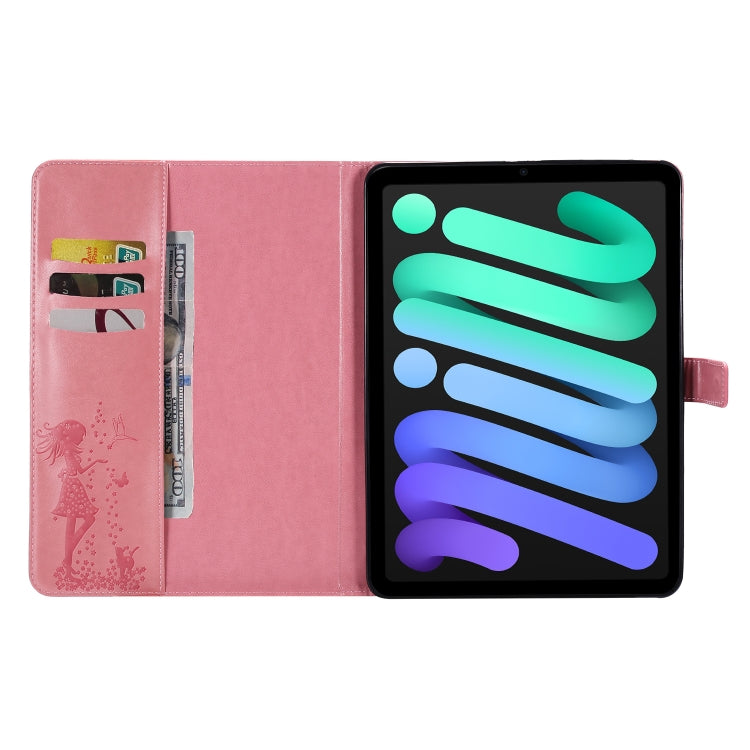 Pressed Printing Woman and Cat Pattern Horizontal Flip Leather Tablet Case For iPad mini 6
