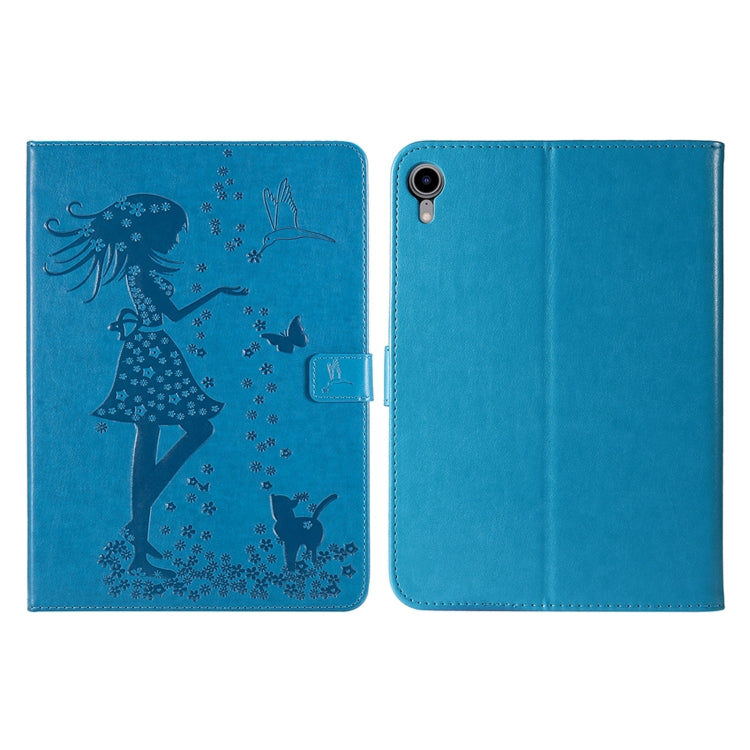 Pressed Printing Woman and Cat Pattern Horizontal Flip Leather Tablet Case For iPad mini 6