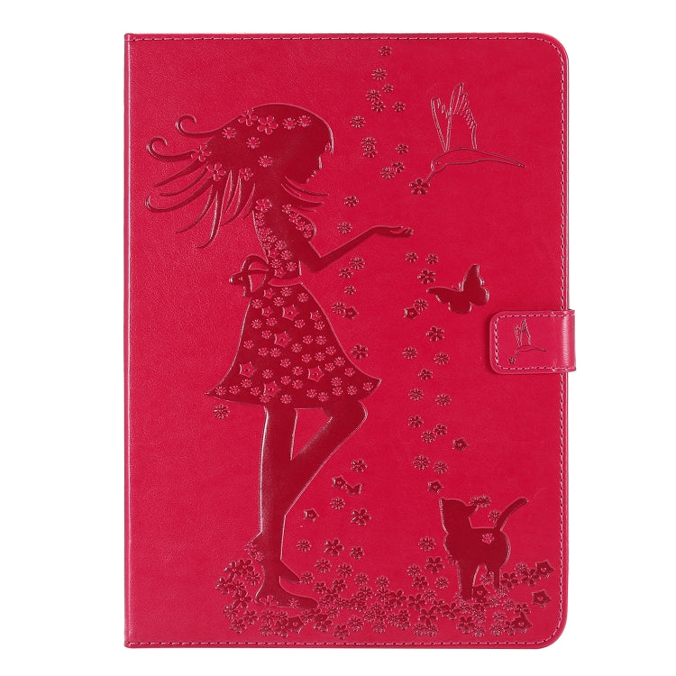 Pressed Printing Woman and Cat Pattern Horizontal Flip Leather Tablet Case For iPad mini 6