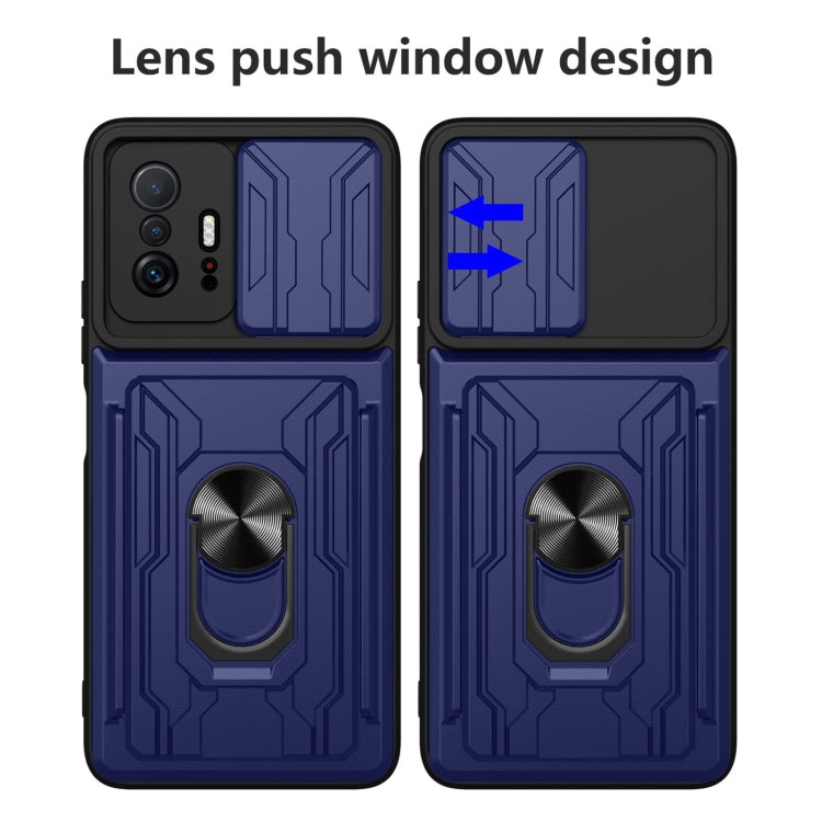 For Xiaomi 11T Camera Cover Phone Case with Card Slot & Holder