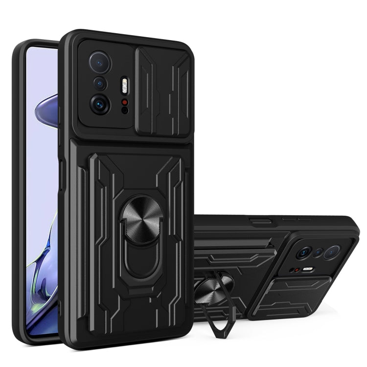 For Xiaomi 11T Camera Cover Phone Case with Card Slot & Holder