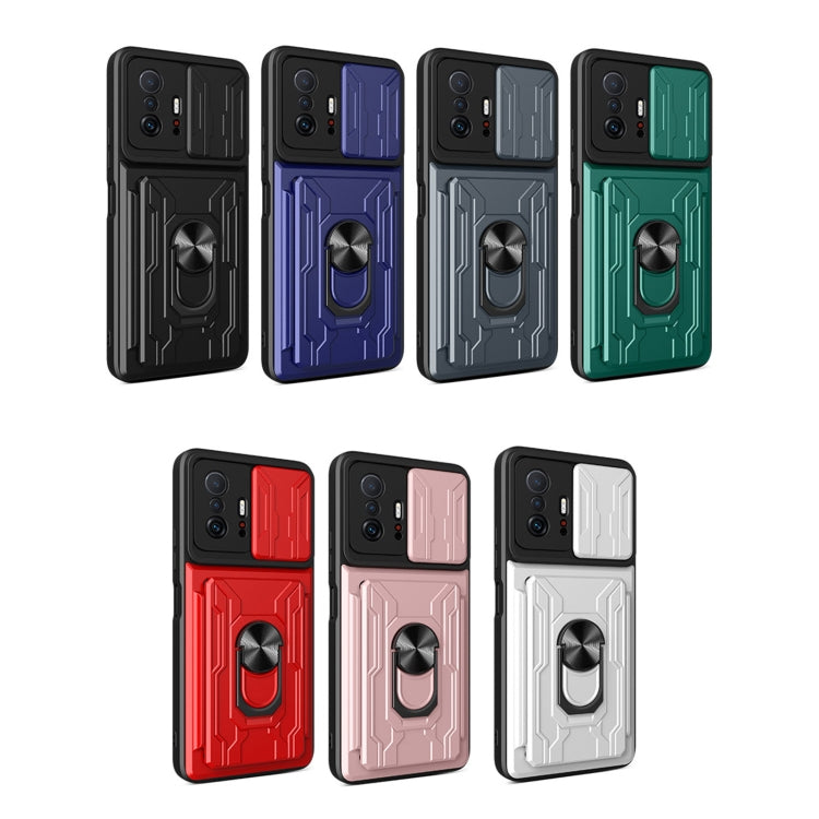 For Xiaomi 11T Camera Cover Phone Case with Card Slot & Holder