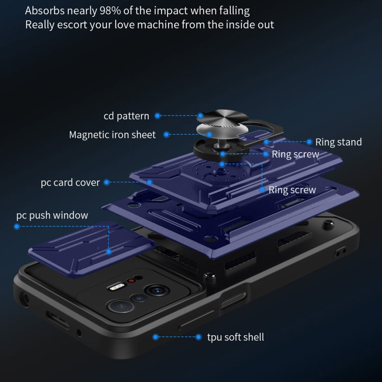 For Xiaomi 11T Camera Cover Phone Case with Card Slot & Holder