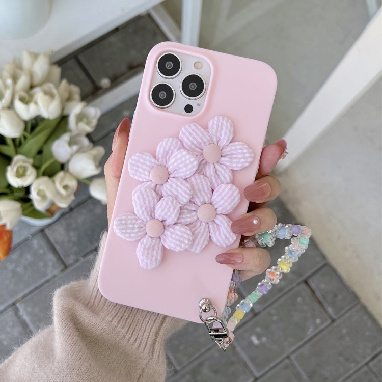 For iPhone 13 Four Flowers Hand Strap Phone Case