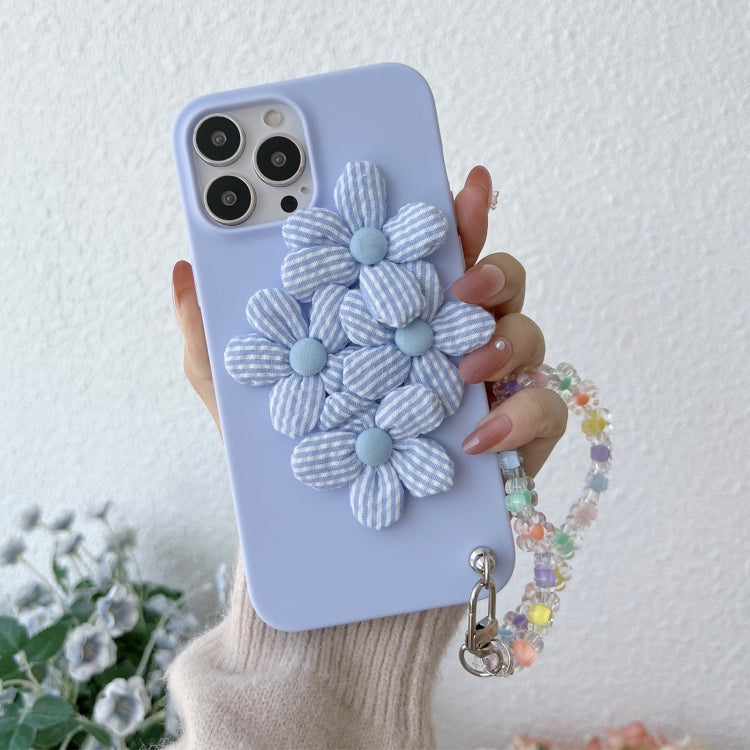 For iPhone 11 Pro Max Four Flowers Hand Strap Phone Case