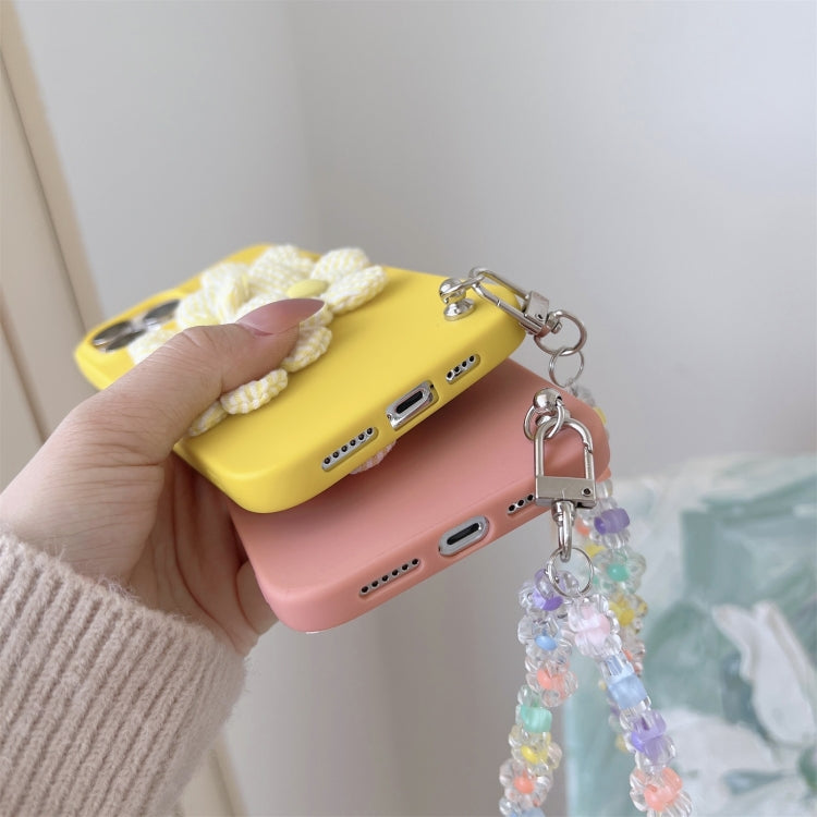 For iPhone 11 Pro Max Four Flowers Hand Strap Phone Case