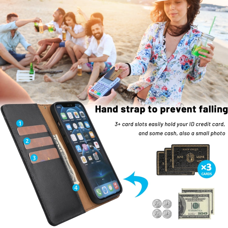 For iPhone 13 Pro Plain Weave Cowhide Genuine Leather Phone Case