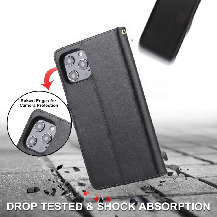 For iPhone 13 Pro Plain Weave Cowhide Genuine Leather Phone Case