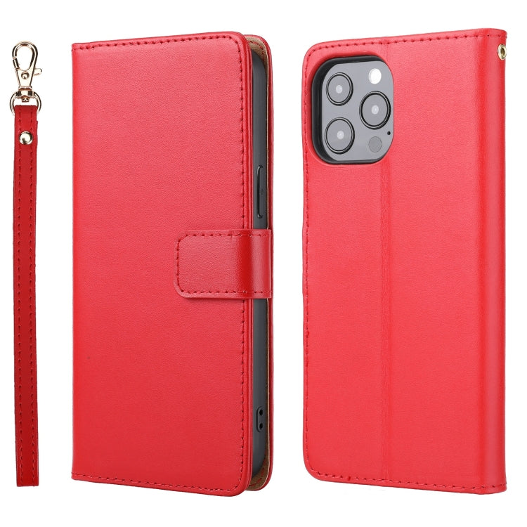 For iPhone 13 Pro Max Plain Weave Cowhide Genuine Leather Phone Case