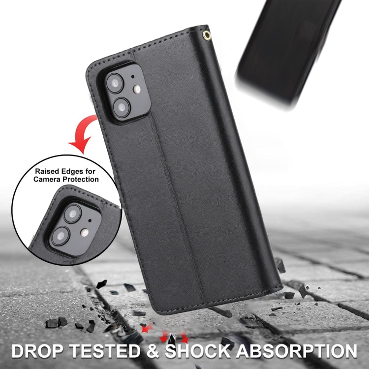 For iPhone 12 / 12 Pro Plain Weave Cowhide Genuine Leather Phone Case