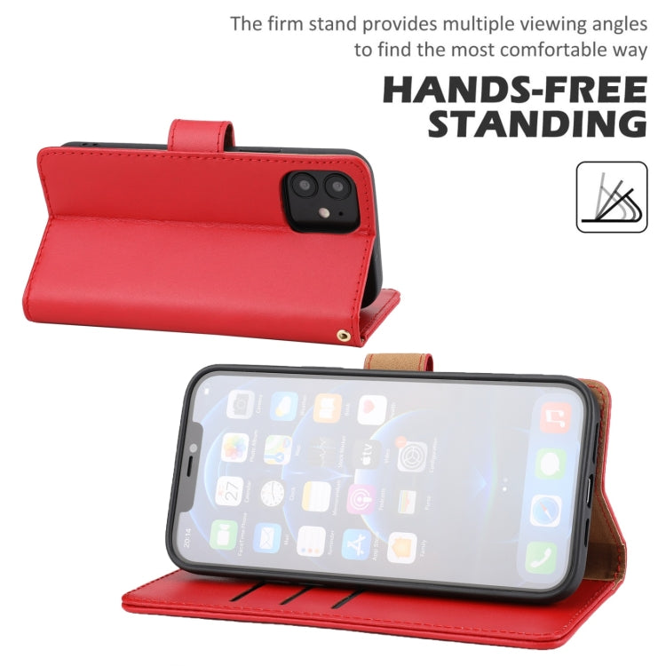 For iPhone 12 / 12 Pro Plain Weave Cowhide Genuine Leather Phone Case