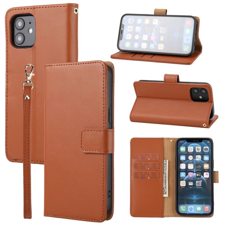 For iPhone 12 / 12 Pro Plain Weave Cowhide Genuine Leather Phone Case