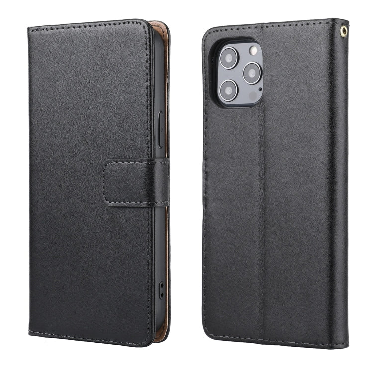 For iPhone 12 Pro Max Plain Weave Cowhide Genuine Leather Phone Case