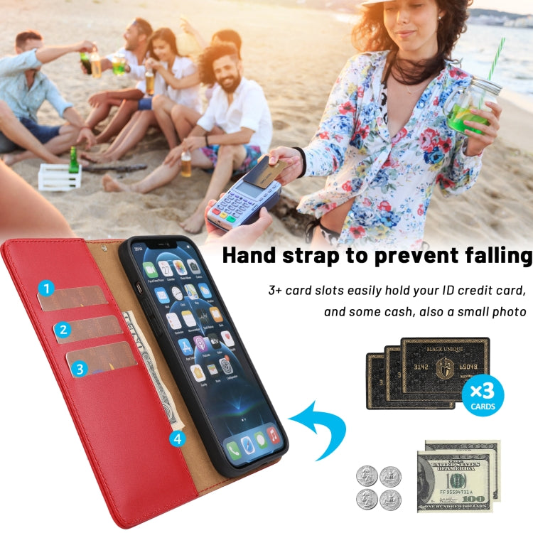 For iPhone 12 Pro Max Plain Weave Cowhide Genuine Leather Phone Case