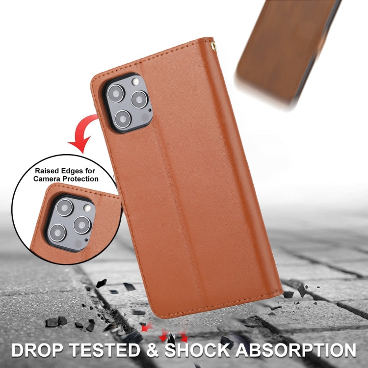 For iPhone 12 Pro Max Plain Weave Cowhide Genuine Leather Phone Case