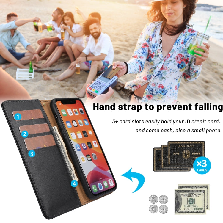 For iPhone 11 Plain Weave Cowhide Genuine Leather Phone Case