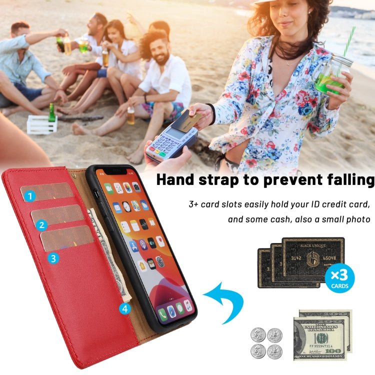 For iPhone 11 Plain Weave Cowhide Genuine Leather Phone Case