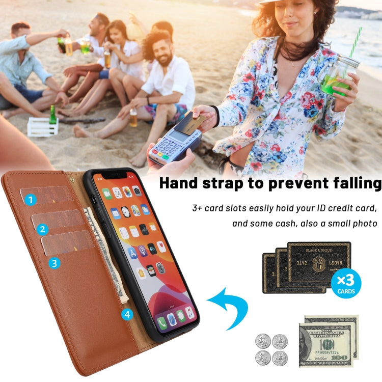 For iPhone 11 Plain Weave Cowhide Genuine Leather Phone Case