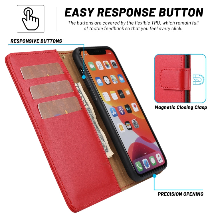 For iPhone 11 Pro Max Plain Weave Cowhide Leather Phone Case