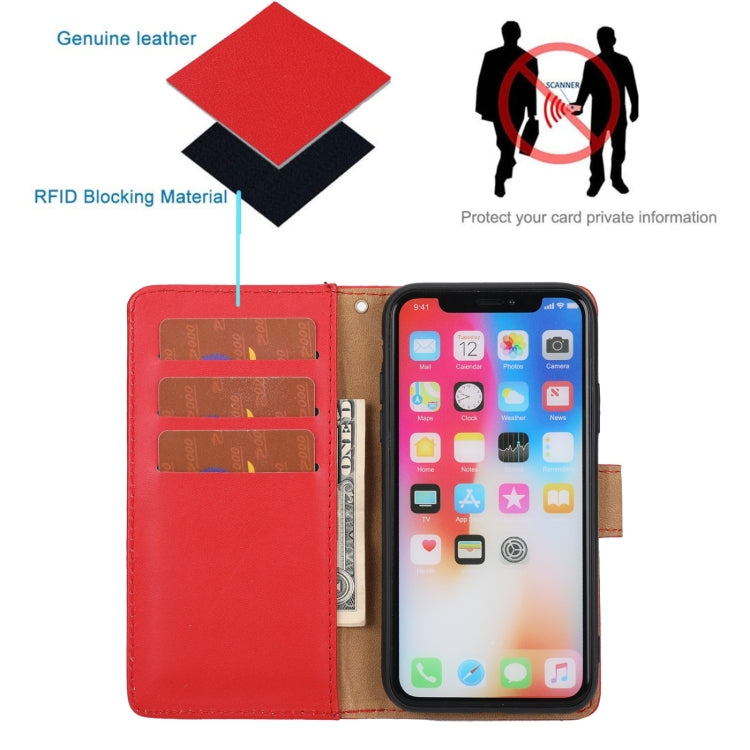 For iPhone X / XS Plain Weave Cowhide Leather Phone Case