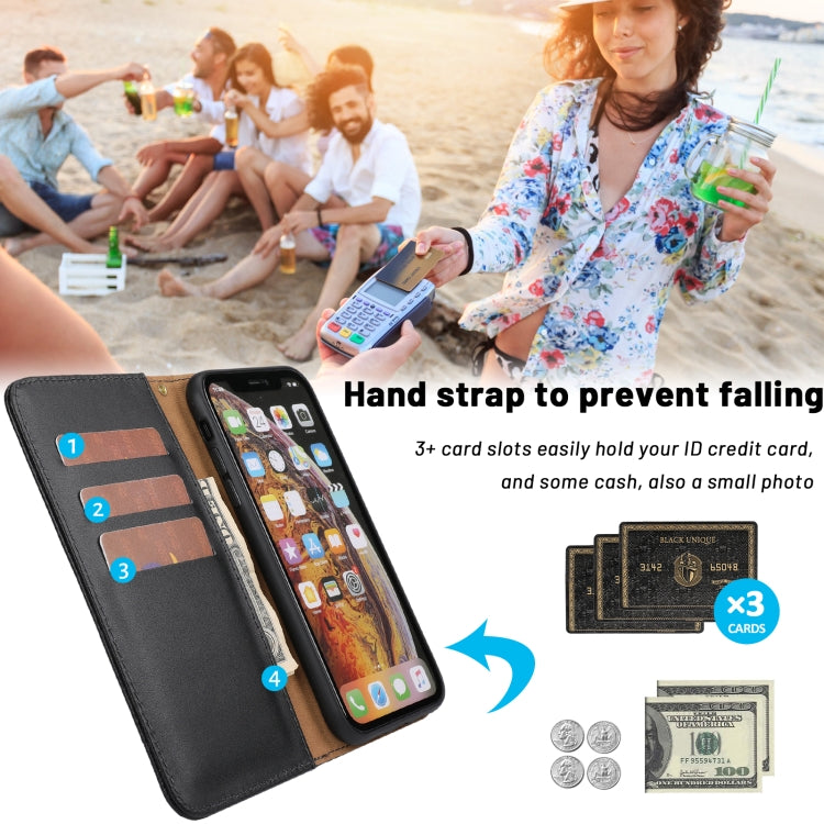 For iPhone XS Max Plain Weave Cowhide Leather Phone Case