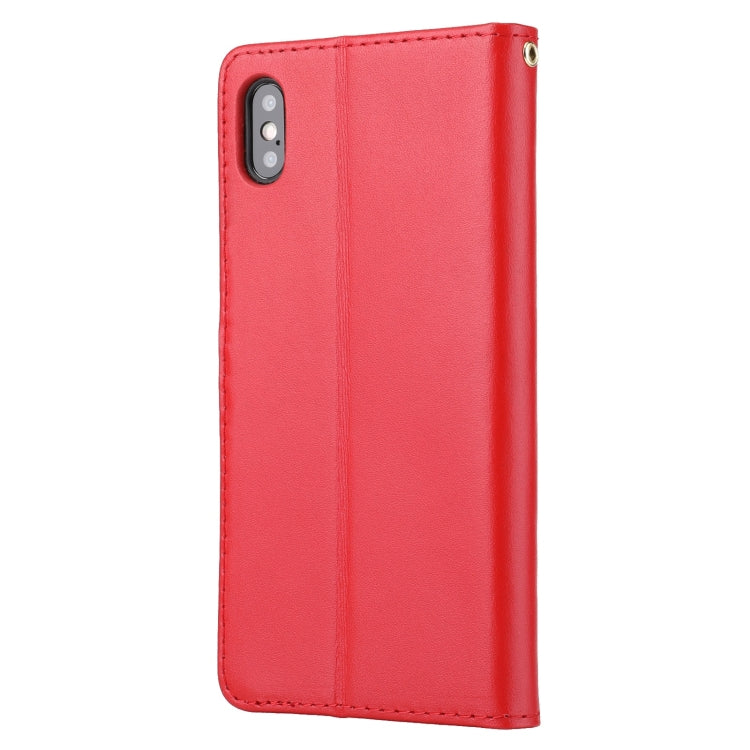 For iPhone XS Max Plain Weave Cowhide Leather Phone Case