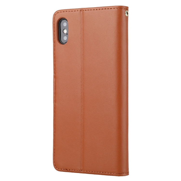 For iPhone XS Max Plain Weave Cowhide Leather Phone Case