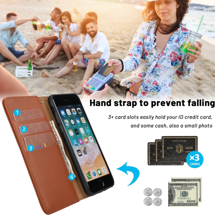 For iPhone SE 2022 / SE 2020 / 8 / 7 / 6 / 6s Plain Weave Cowhide Leather Phone Case