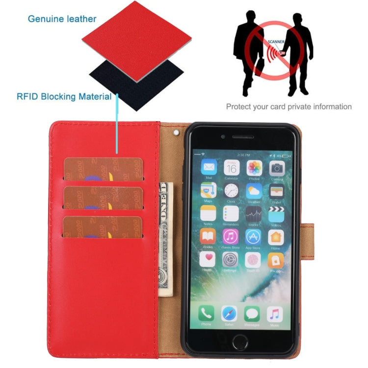 Plain Weave Cowhide Leather Phone Case For iPhone 8 Plus / 7 Plus / 6 Plus / 6s Plus