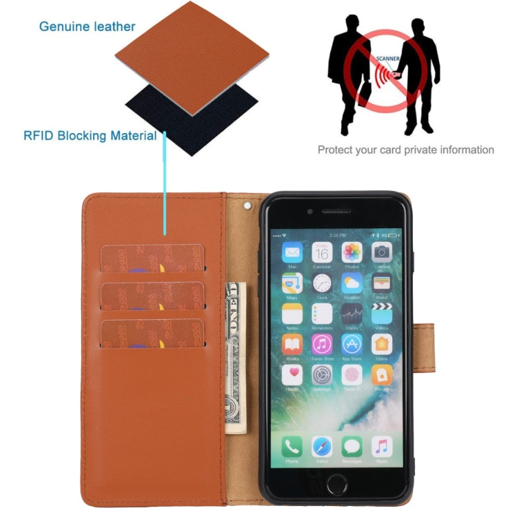 Plain Weave Cowhide Leather Phone Case For iPhone 8 Plus / 7 Plus / 6 Plus / 6s Plus