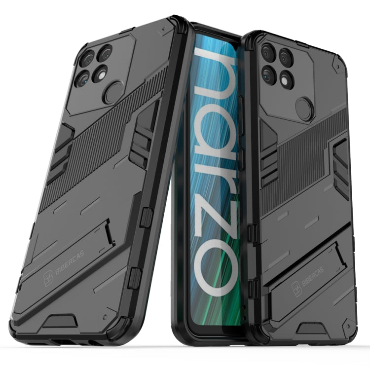 For OPPO Realme Narzo 50A Punk Armor 2 in 1 PC + TPU Shockproof Phone Case with Invisible Holder