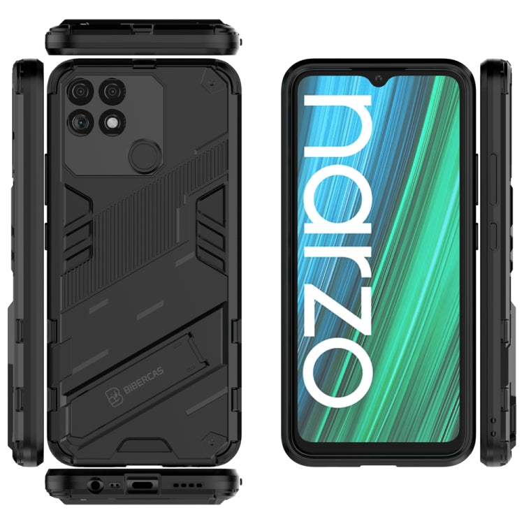 For OPPO Realme Narzo 50A Punk Armor 2 in 1 PC + TPU Shockproof Phone Case with Invisible Holder