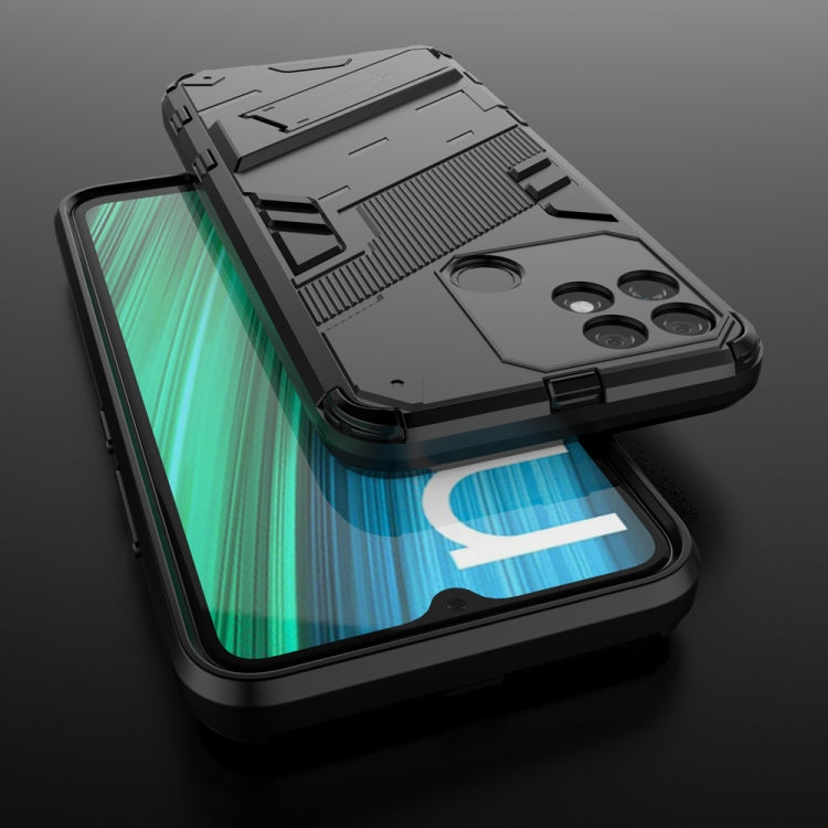 For OPPO Realme Narzo 50A Punk Armor 2 in 1 PC + TPU Shockproof Phone Case with Invisible Holder