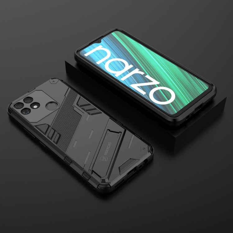 For OPPO Realme Narzo 50A Punk Armor 2 in 1 PC + TPU Shockproof Phone Case with Invisible Holder
