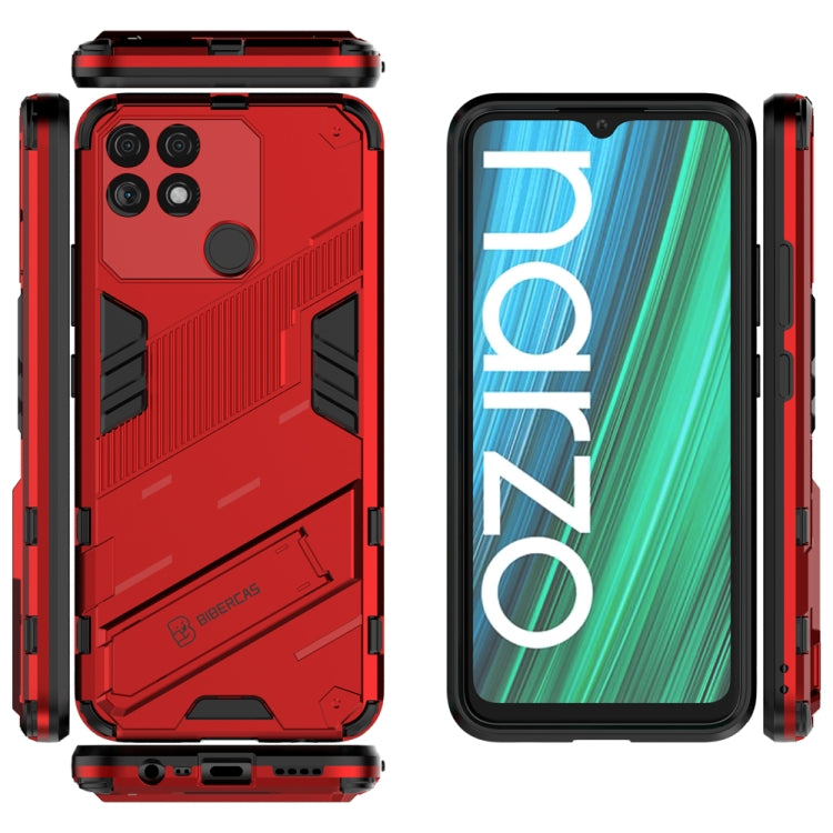 For OPPO Realme Narzo 50A Punk Armor 2 in 1 PC + TPU Shockproof Phone Case with Invisible Holder