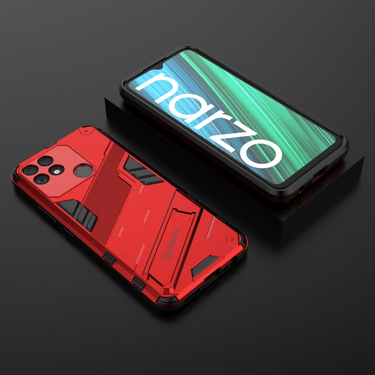 For OPPO Realme Narzo 50A Punk Armor 2 in 1 PC + TPU Shockproof Phone Case with Invisible Holder