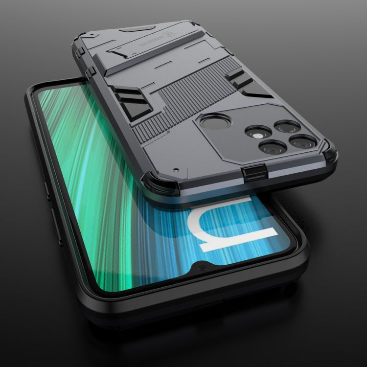 For OPPO Realme Narzo 50A Punk Armor 2 in 1 PC + TPU Shockproof Phone Case with Invisible Holder