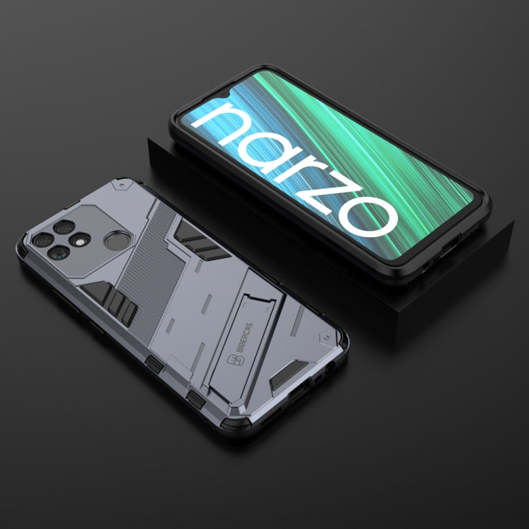 For OPPO Realme Narzo 50A Punk Armor 2 in 1 PC + TPU Shockproof Phone Case with Invisible Holder