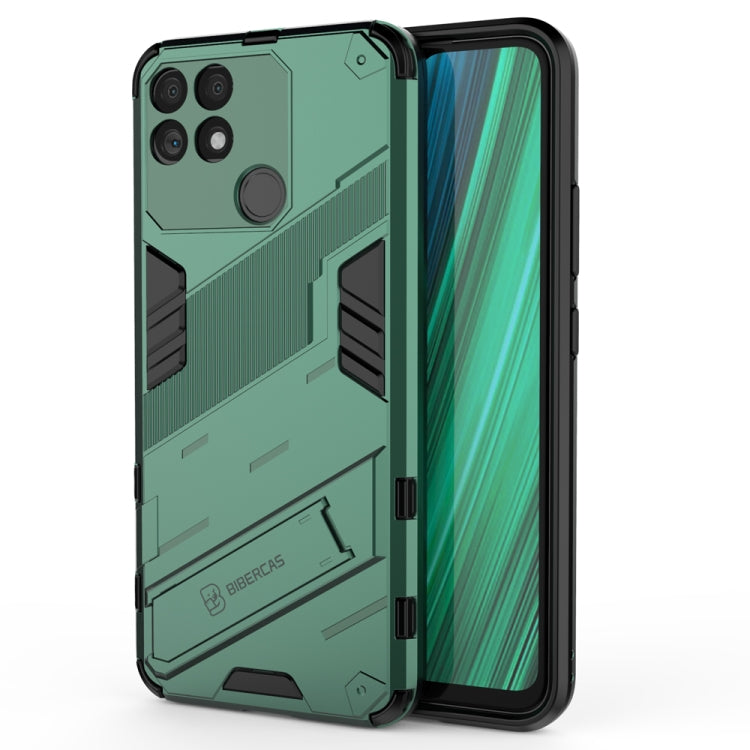 For OPPO Realme Narzo 50A Punk Armor 2 in 1 PC + TPU Shockproof Phone Case with Invisible Holder
