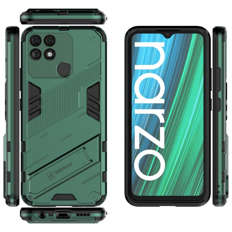For OPPO Realme Narzo 50A Punk Armor 2 in 1 PC + TPU Shockproof Phone Case with Invisible Holder