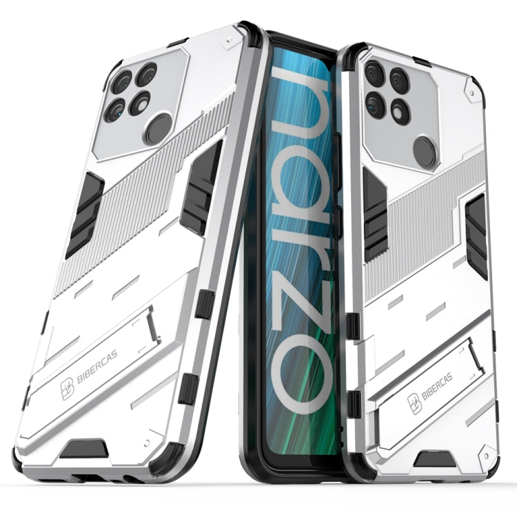 For OPPO Realme Narzo 50A Punk Armor 2 in 1 PC + TPU Shockproof Phone Case with Invisible Holder