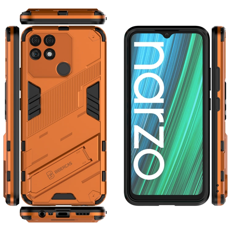 For OPPO Realme Narzo 50A Punk Armor 2 in 1 PC + TPU Shockproof Phone Case with Invisible Holder