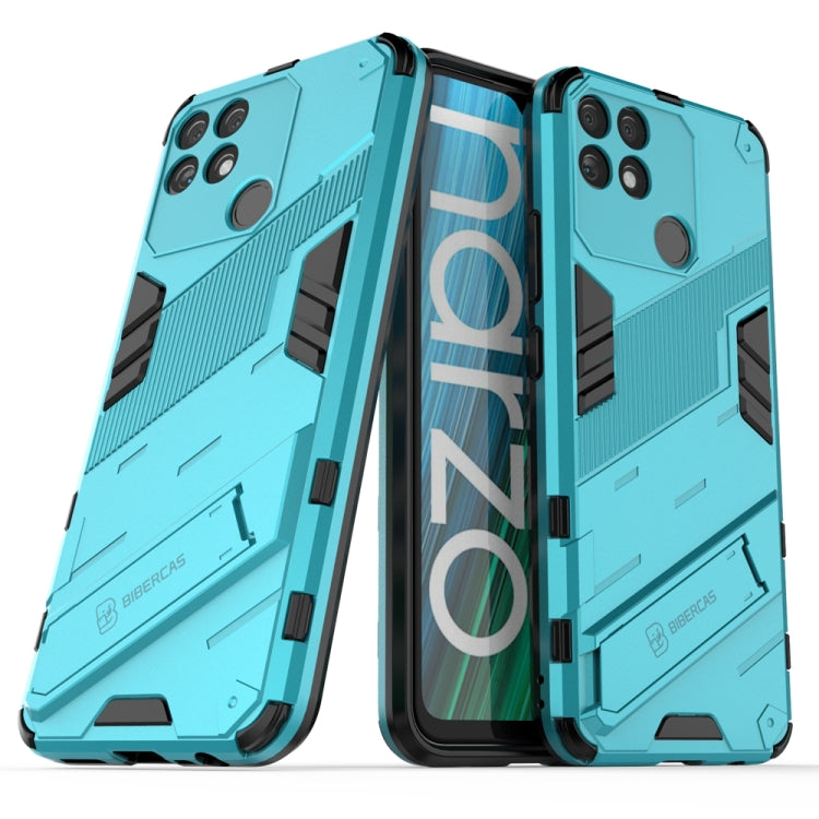 For OPPO Realme Narzo 50A Punk Armor 2 in 1 PC + TPU Shockproof Phone Case with Invisible Holder