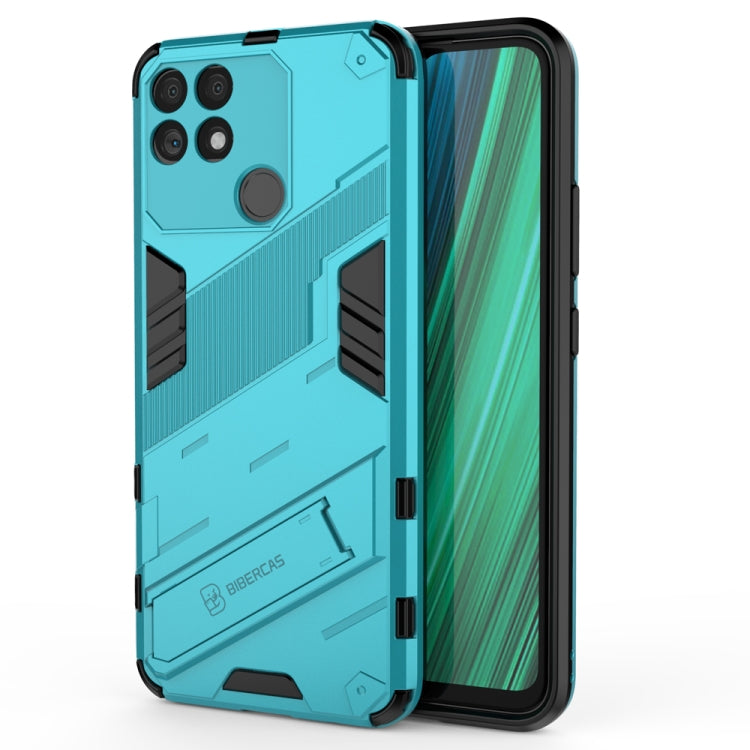 For OPPO Realme Narzo 50A Punk Armor 2 in 1 PC + TPU Shockproof Phone Case with Invisible Holder