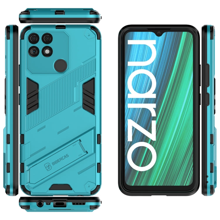 For OPPO Realme Narzo 50A Punk Armor 2 in 1 PC + TPU Shockproof Phone Case with Invisible Holder