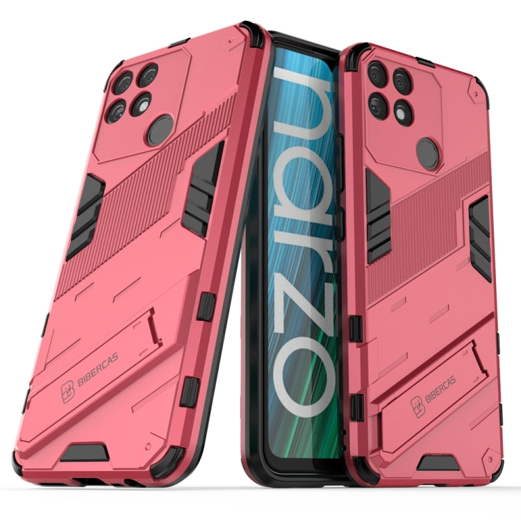For OPPO Realme Narzo 50A Punk Armor 2 in 1 PC + TPU Shockproof Phone Case with Invisible Holder