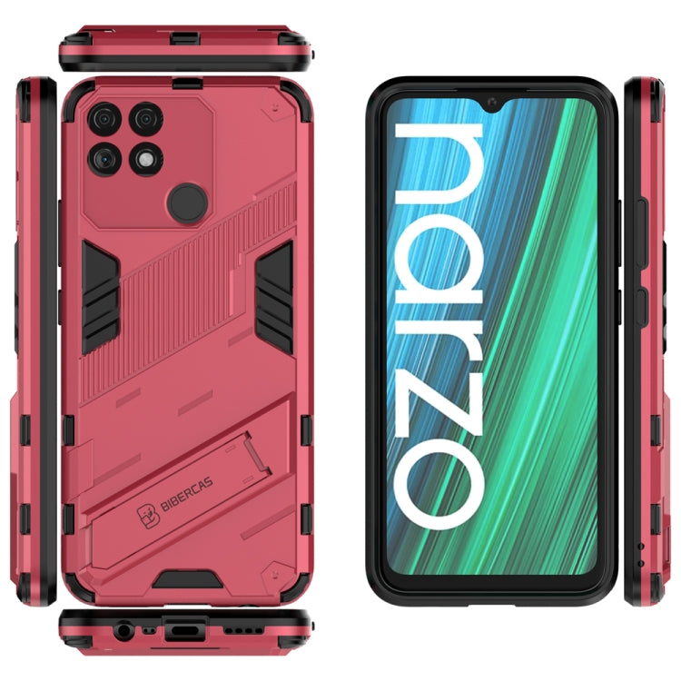For OPPO Realme Narzo 50A Punk Armor 2 in 1 PC + TPU Shockproof Phone Case with Invisible Holder