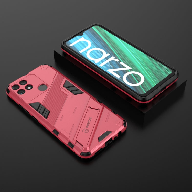 For OPPO Realme Narzo 50A Punk Armor 2 in 1 PC + TPU Shockproof Phone Case with Invisible Holder
